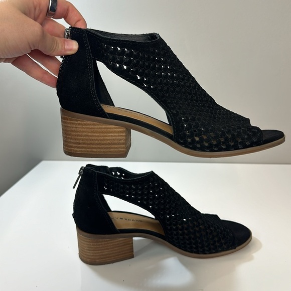 Lucky Brand Nacria Black Suede Perforated Booties Size 8.5 - Picture 15 of 16